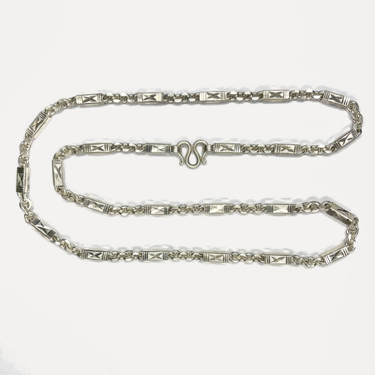 999 Pure Silver Sugarcane Diamond Cut Curb Chain Necklace - 100g - 31inch