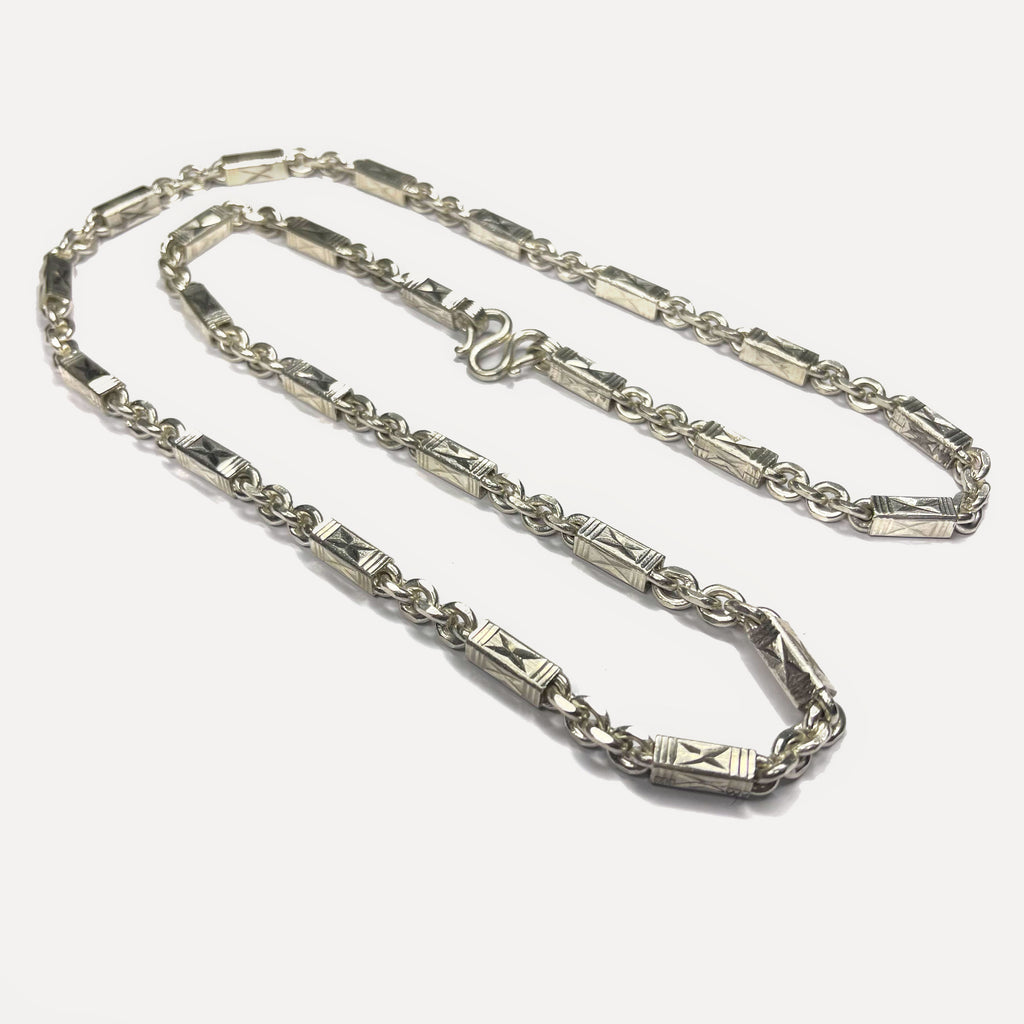 999 Pure Silver Sugarcane Diamond Cut Curb Chain Necklace - 100g - 31inch