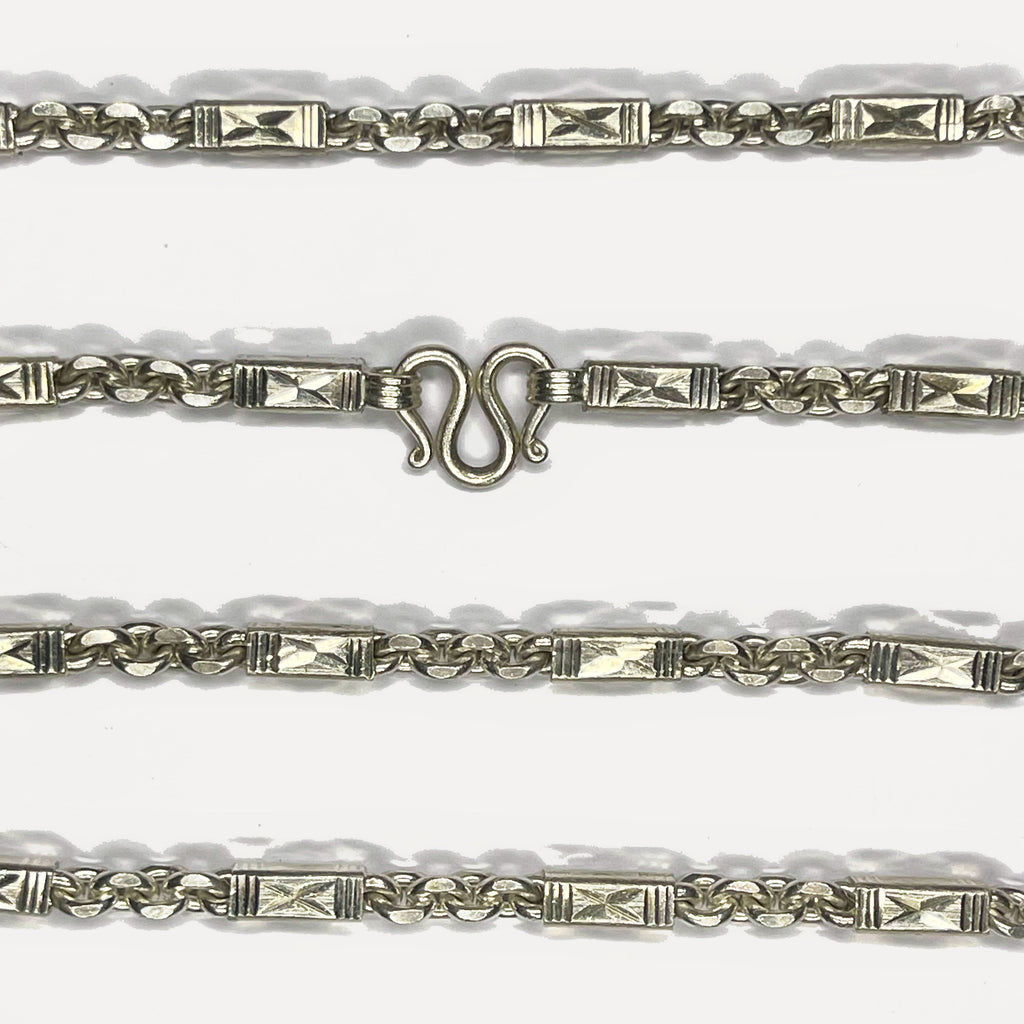 999 Pure Silver Sugarcane Diamond Cut Curb Chain Necklace - 100g - 31inch