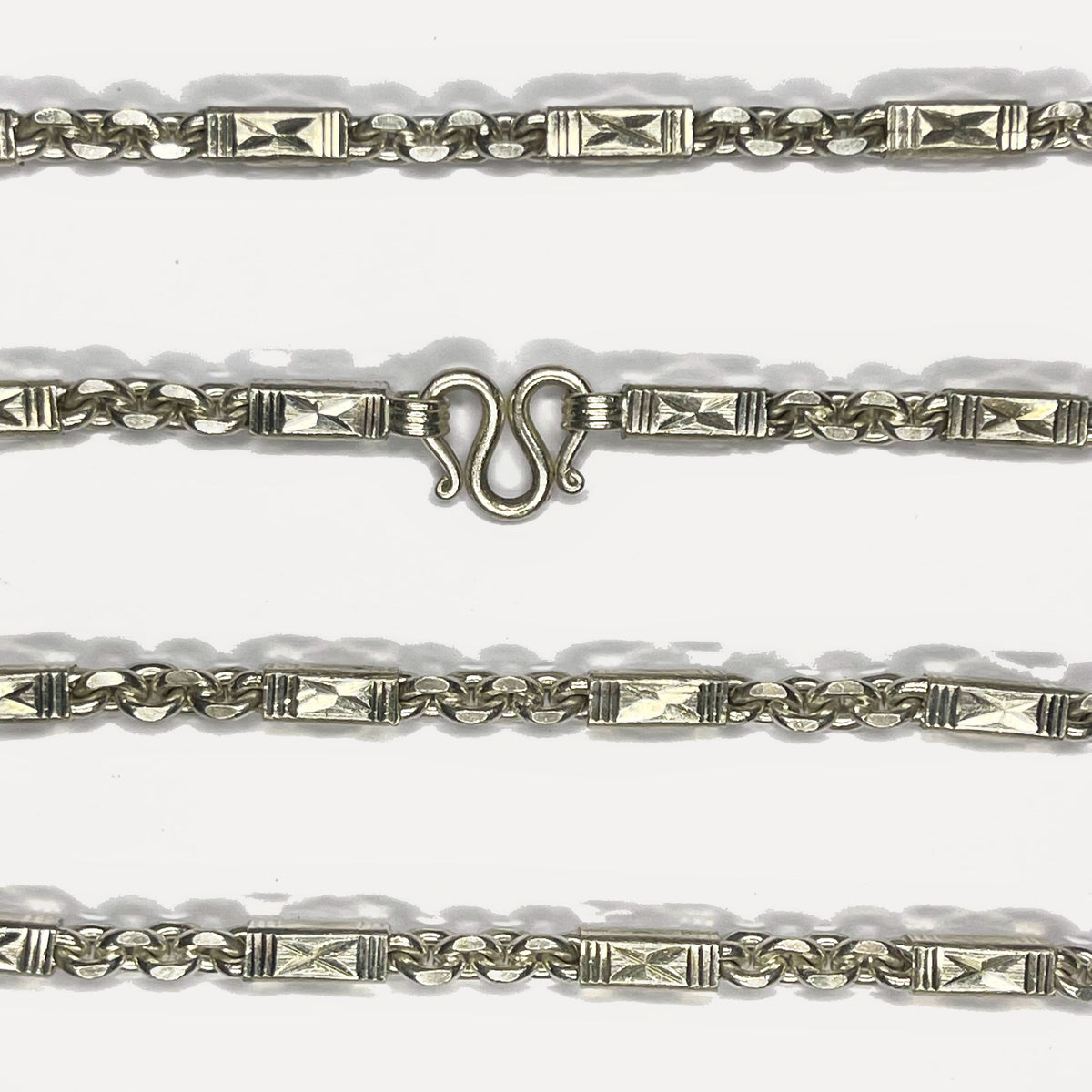 999 Pure Silver Sugarcane Diamond Cut Curb Chain Necklace - 100g - 31inch
