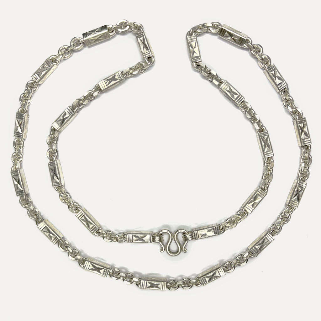 999 Pure Silver Sugarcane Diamond Cut Curb Chain Necklace - 100g - 31inch
