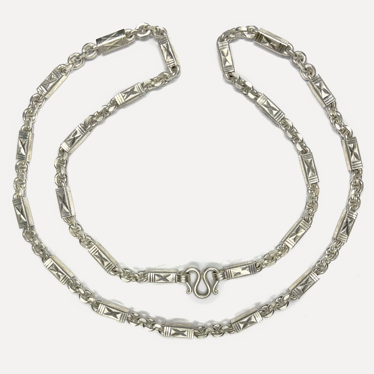 999 Pure Silver Sugarcane Diamond Cut Curb Chain Necklace - 100g - 31inch
