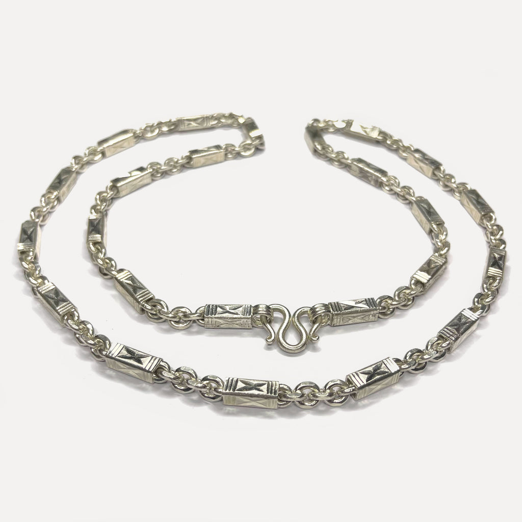 999 Pure Silver Sugarcane Diamond Cut Curb Chain Necklace - 100g - 31inch