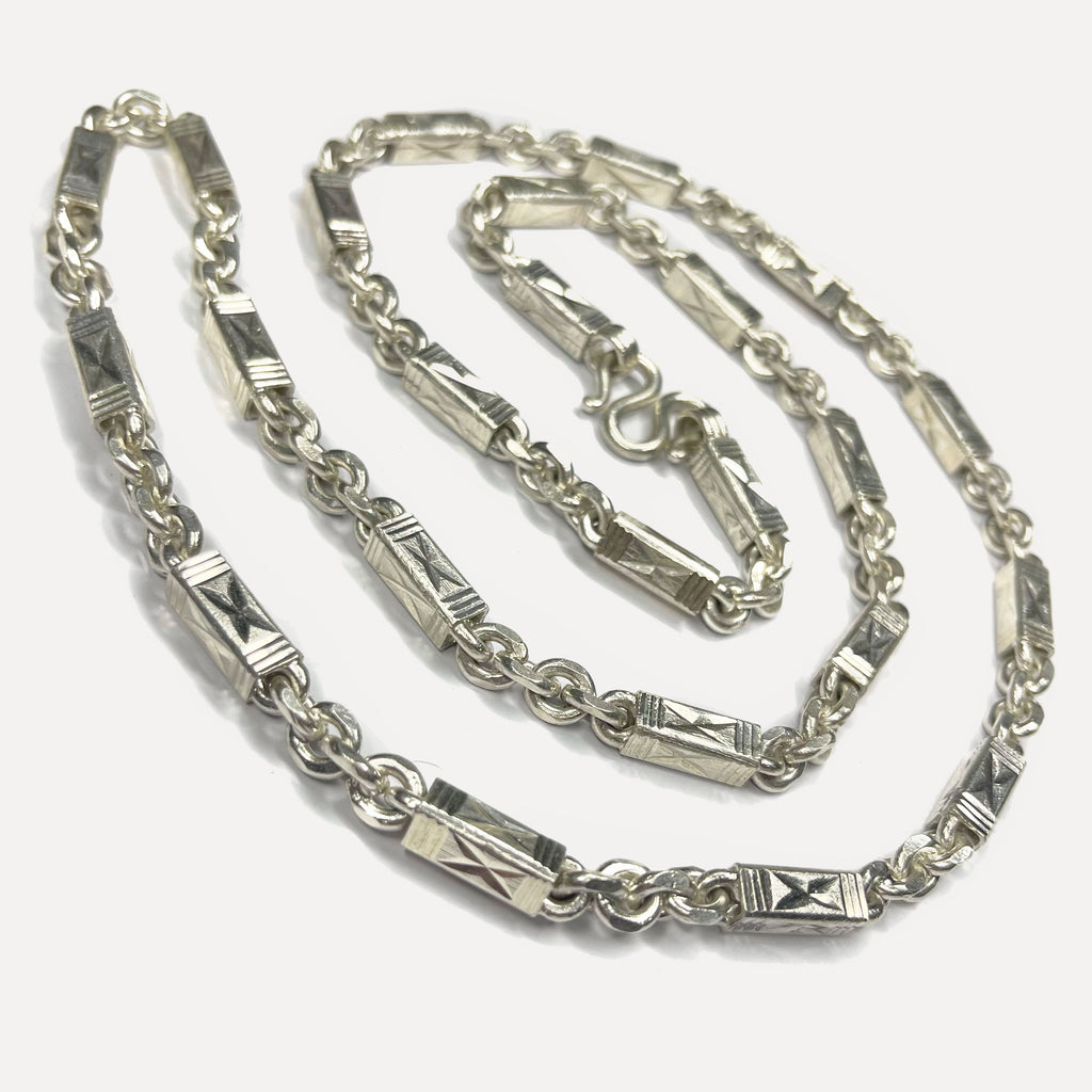 999 Pure Silver Sugarcane Diamond Cut Curb Chain Necklace - 100g - 31inch