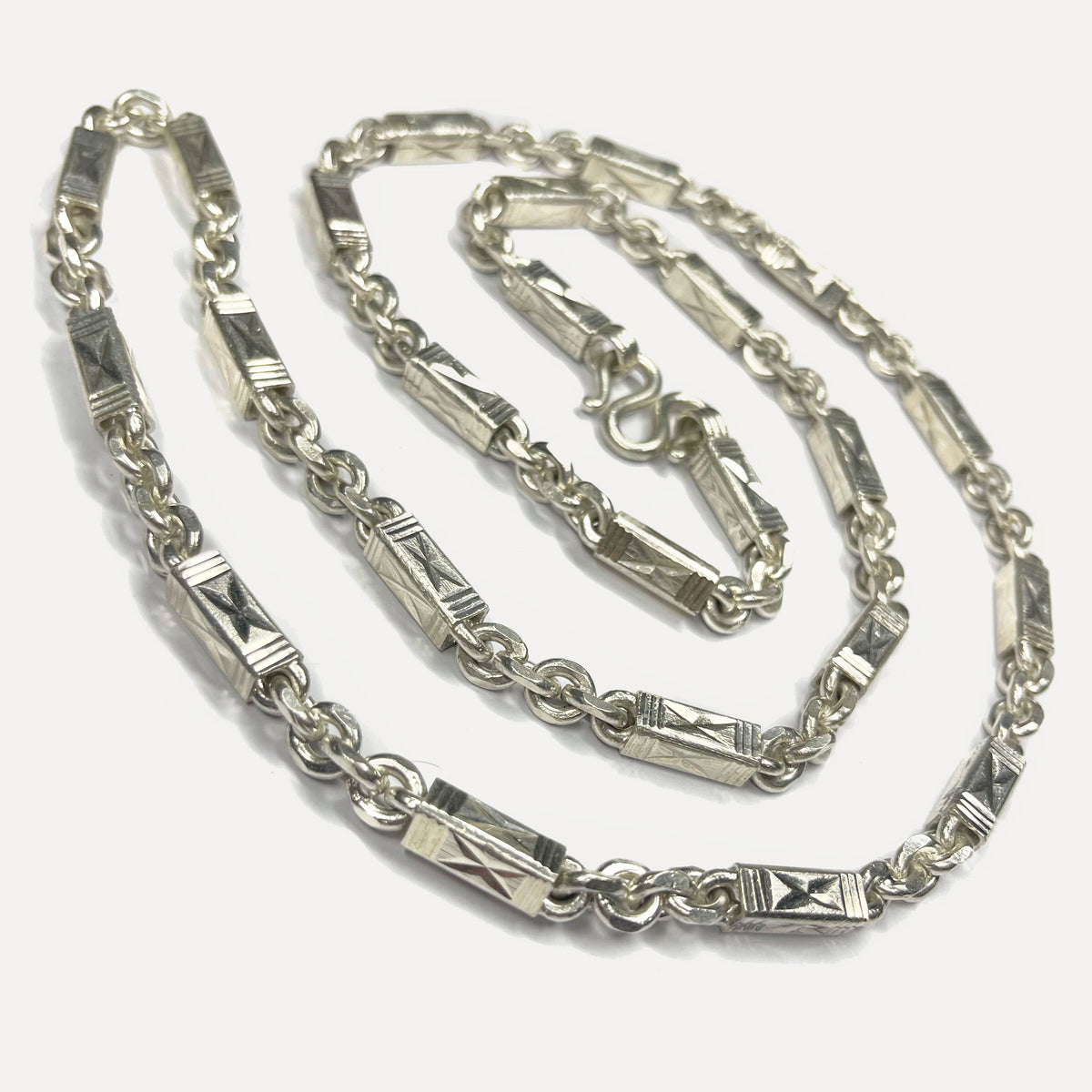 999 Pure Silver Sugarcane Diamond Cut Curb Chain Necklace - 100g - 31inch