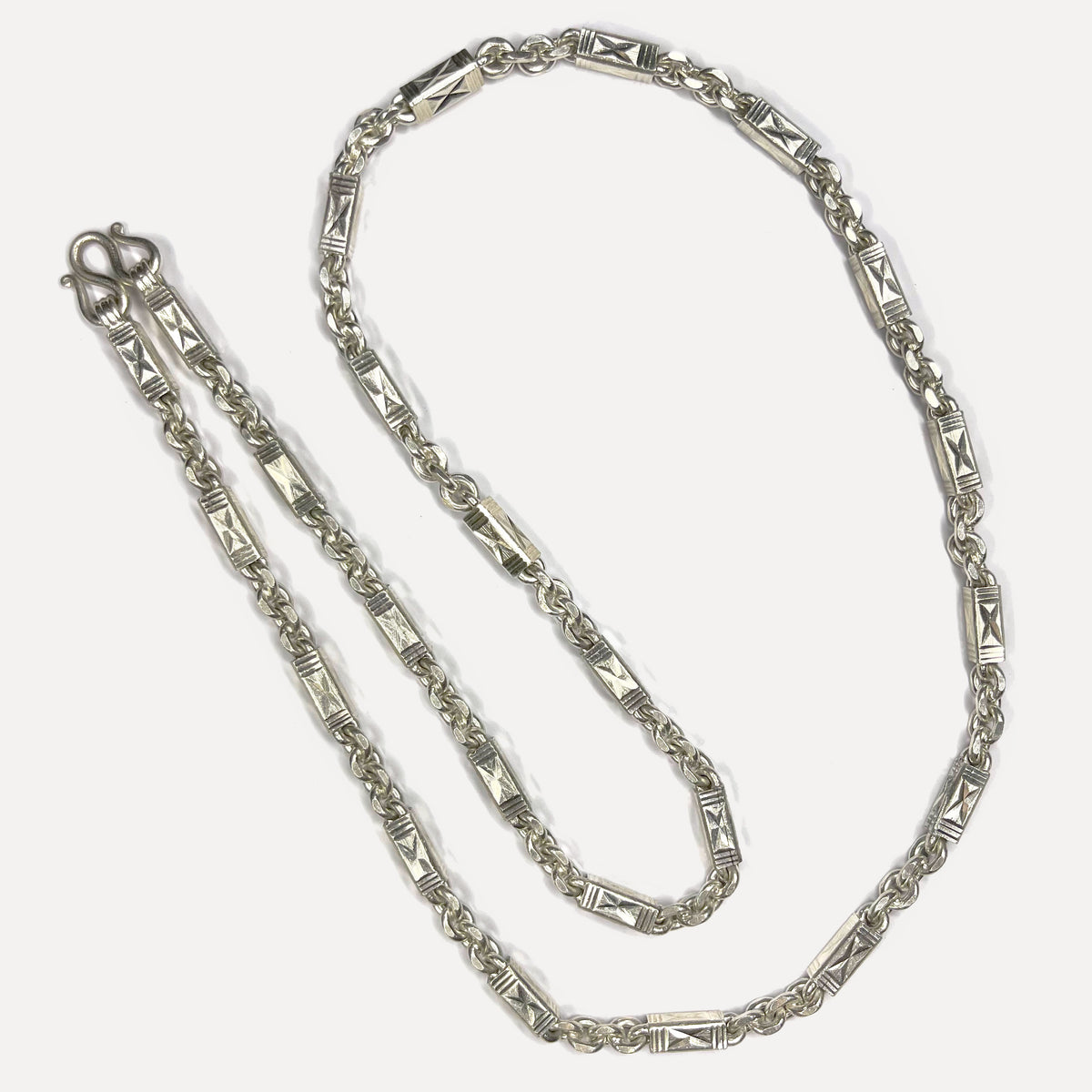 999 Pure Silver Sugarcane Diamond Cut Curb Chain Necklace - 100g - 31inch