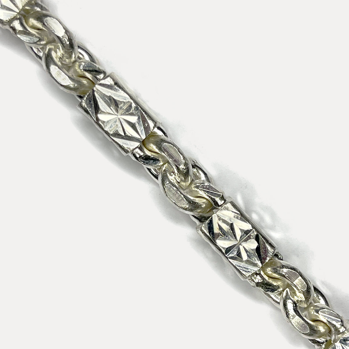 999 Pure Silver Heavy Diamond-Cut Figaro Bar Curb Bracelet – 100g