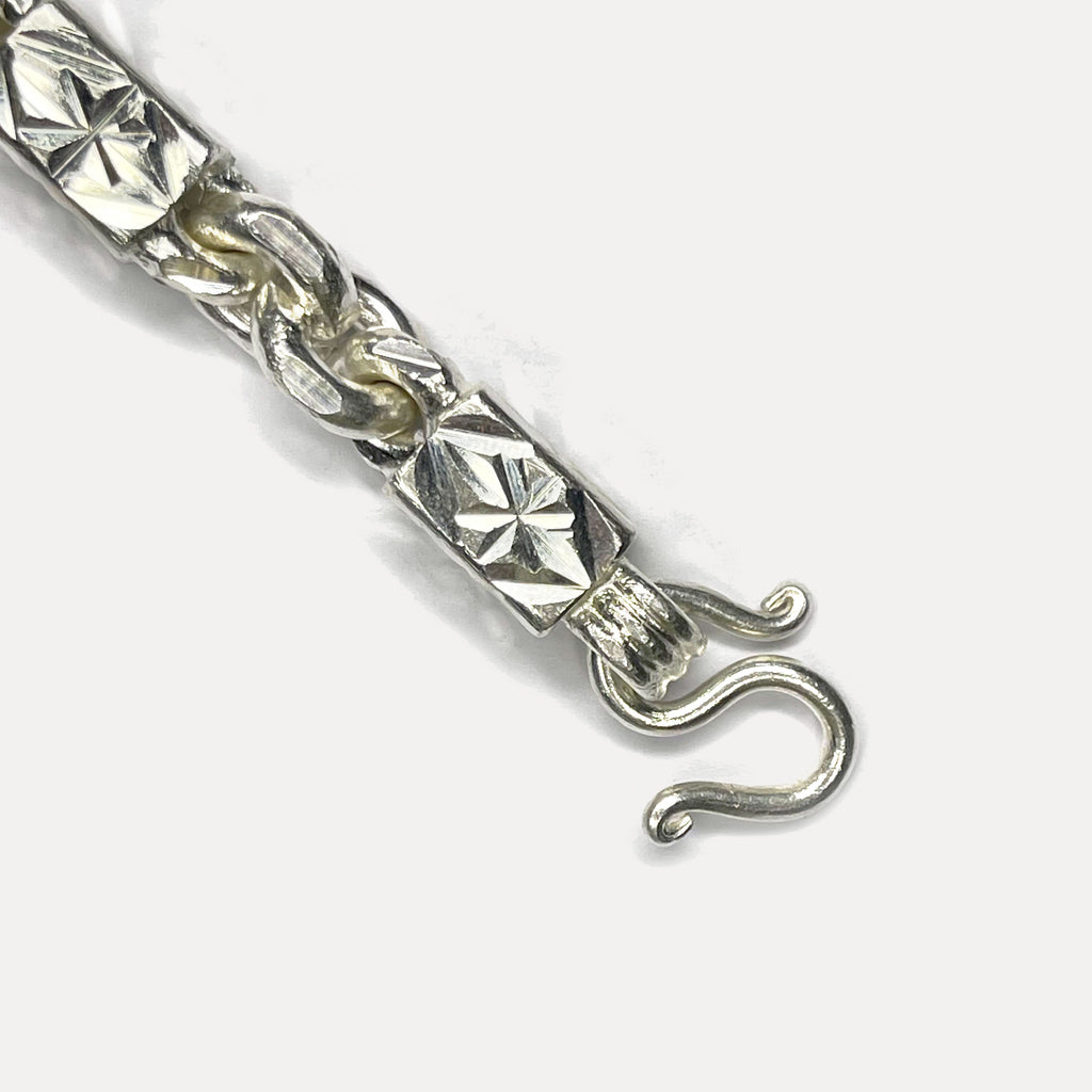 999 Pure Silver Heavy Diamond-Cut Figaro Bar Curb Bracelet – 100g