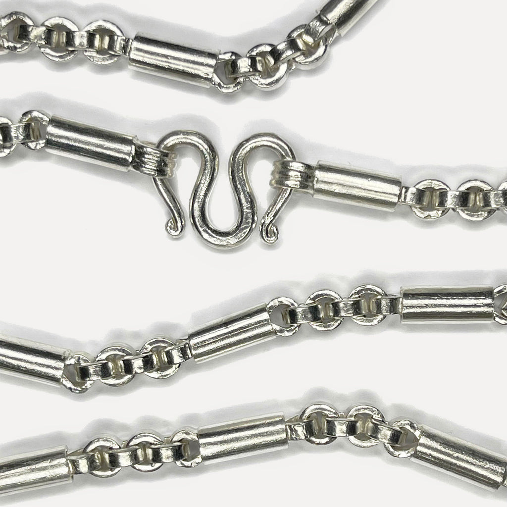 999 Pure Silver Heavy Round Sugarcane Belcher Chain Necklace - 200g - 31inch