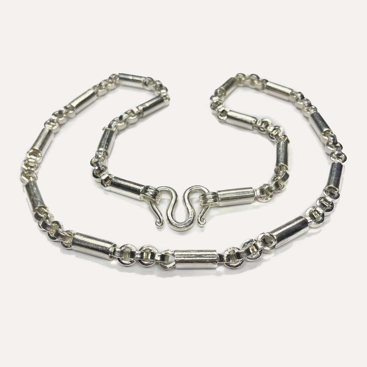 999 Pure Silver Heavy Round Sugarcane Belcher Chain Necklace - 200g - 31inch