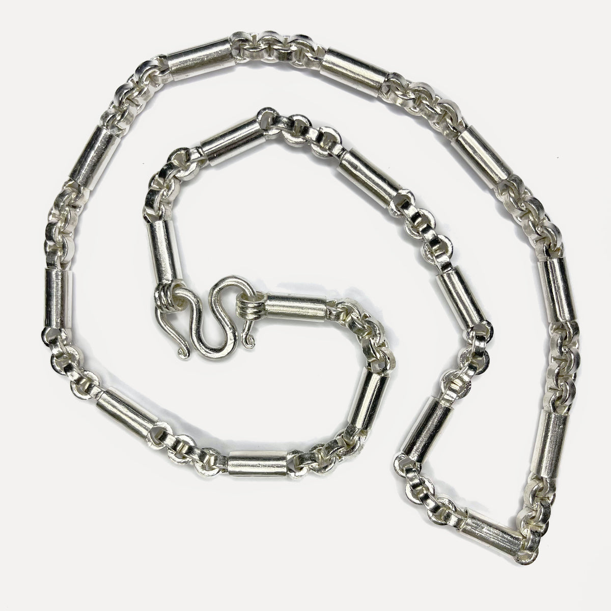 999 Pure Silver Heavy Round Sugarcane Belcher Chain Necklace - 200g - 31inch