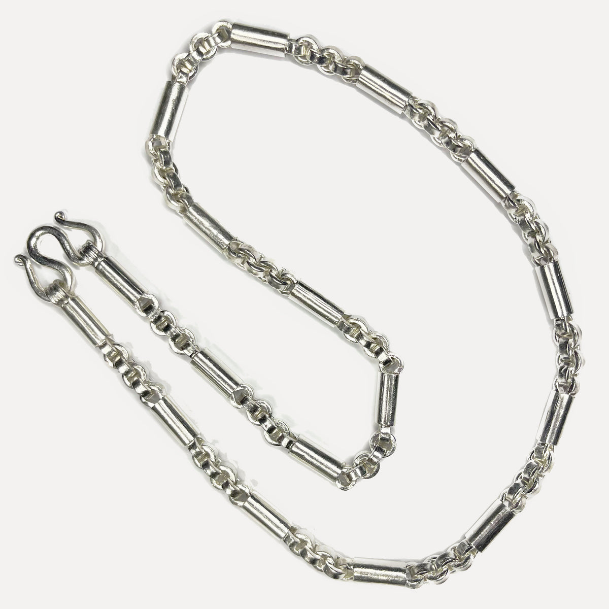 999 Pure Silver Heavy Round Sugarcane Belcher Chain Necklace - 200g - 31inch