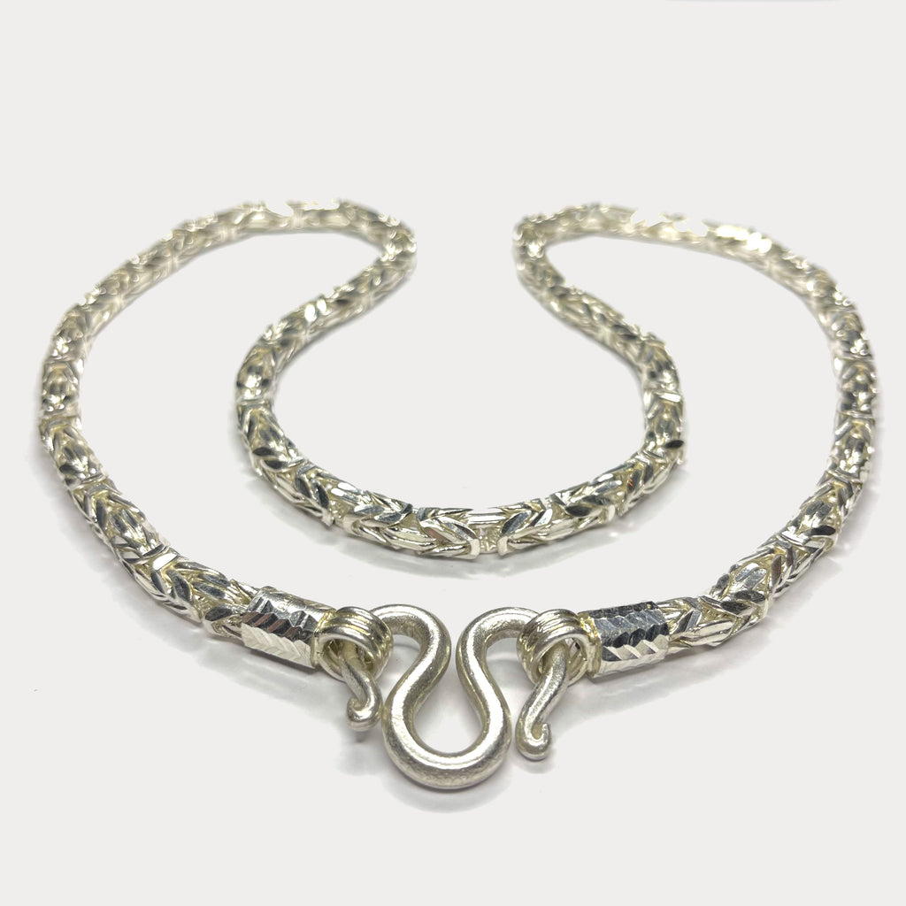 999 Pure Silver Heavy King's Byzantine Chain Necklace - 200g - 31"