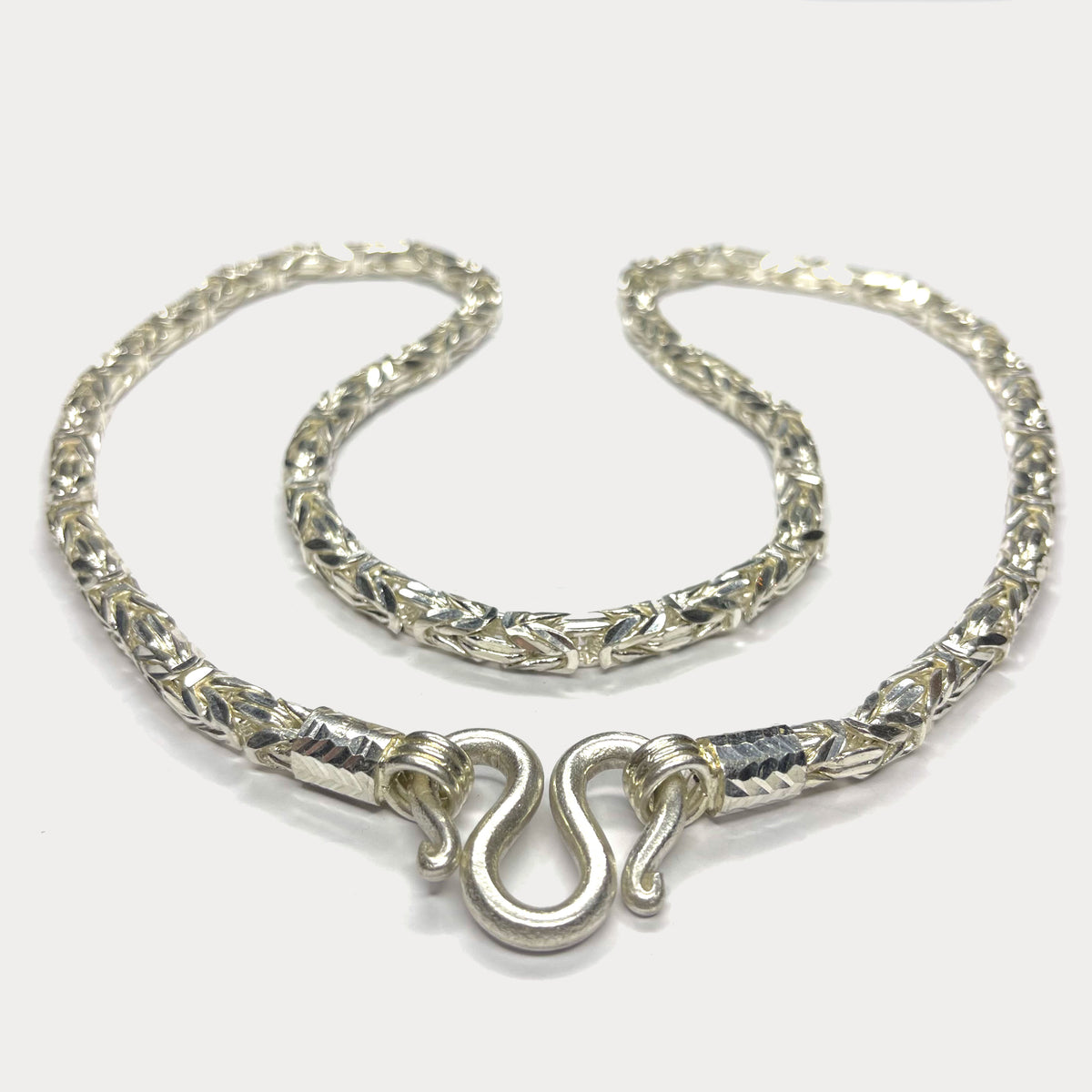 999 Pure Silver Heavy King's Byzantine Chain Necklace - 200g - 31"