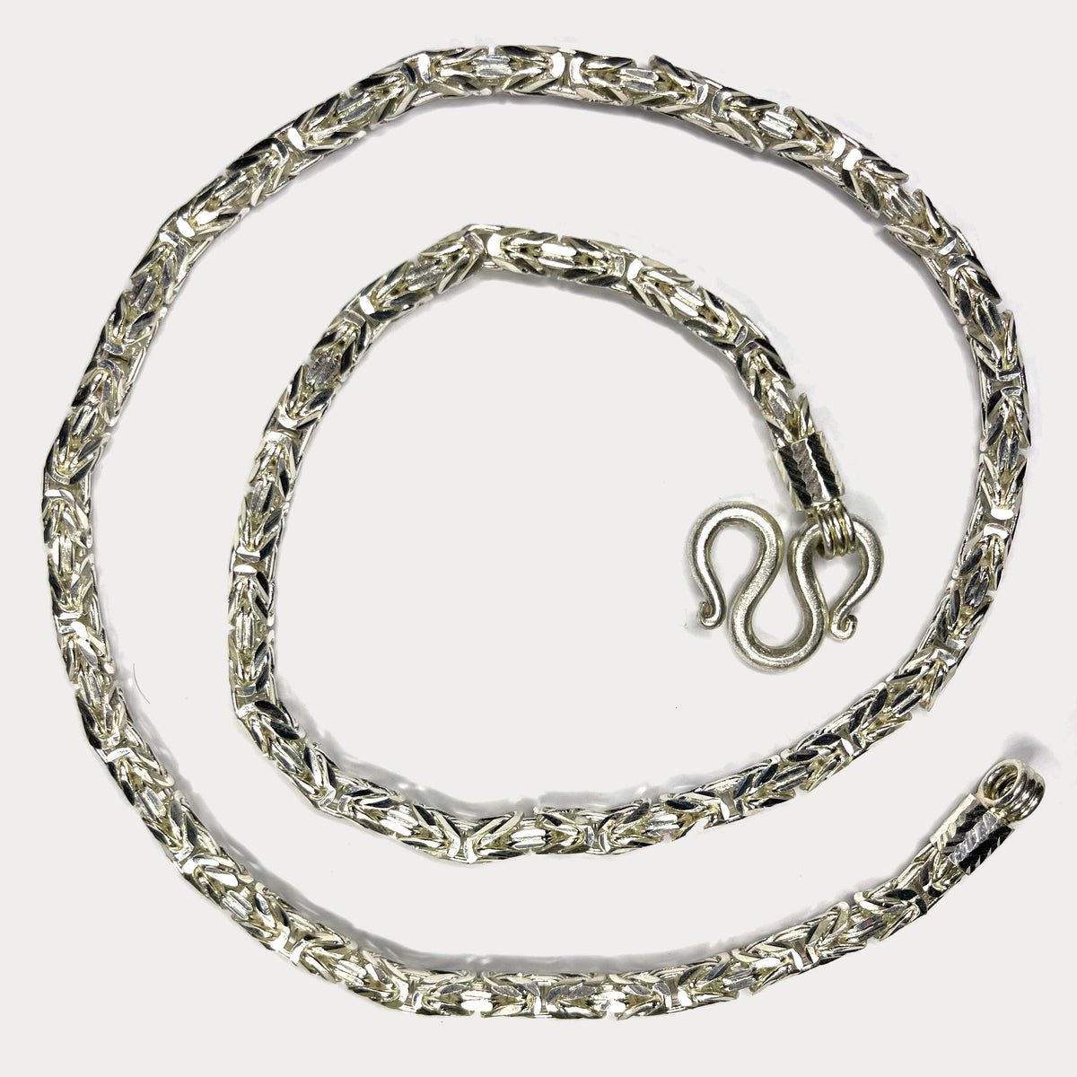 999 Pure Silver Heavy King's Byzantine Chain Necklace - 200g - 31"