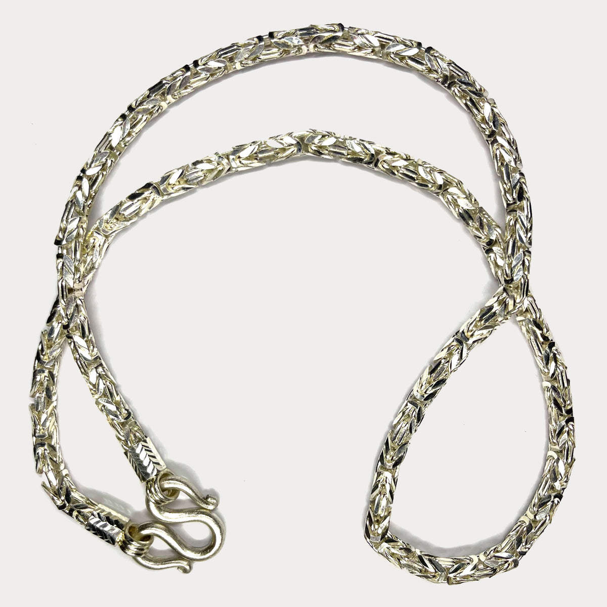 999 Pure Silver Heavy King's Byzantine Chain Necklace - 200g - 31"