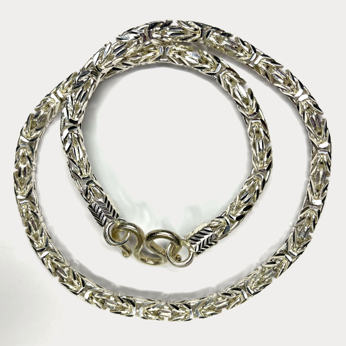 999 Pure Silver Heavy King's Byzantine Chain Necklace - 200g - 24"