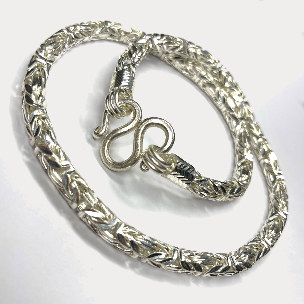 999 Pure Silver Heavy King's Byzantine Chain Necklace - 200g - 24"