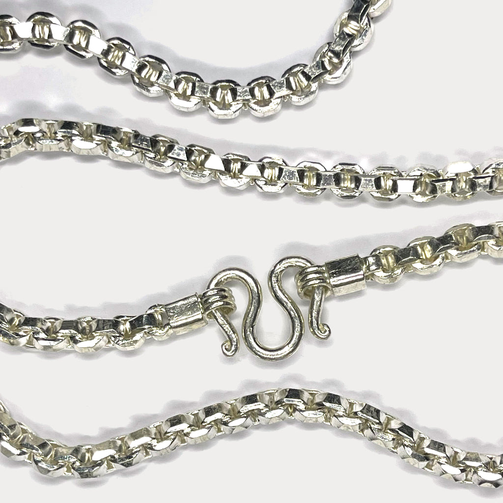 999 Pure Silver Heavy Square Box Link Chain Necklace - 200g - 31"