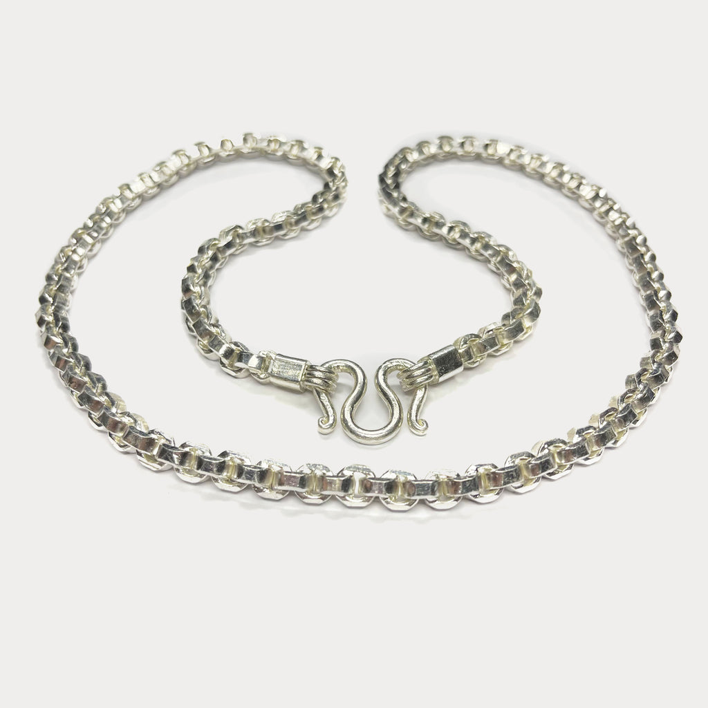 999 Pure Silver Heavy Square Box Link Chain Necklace - 200g - 31"