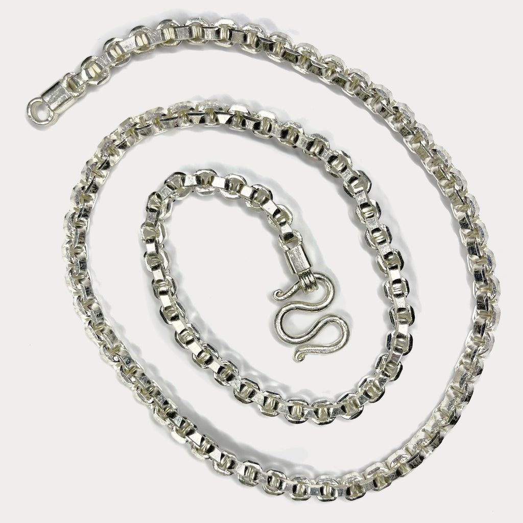 999 Pure Silver Heavy Square Box Link Chain Necklace - 200g - 31"