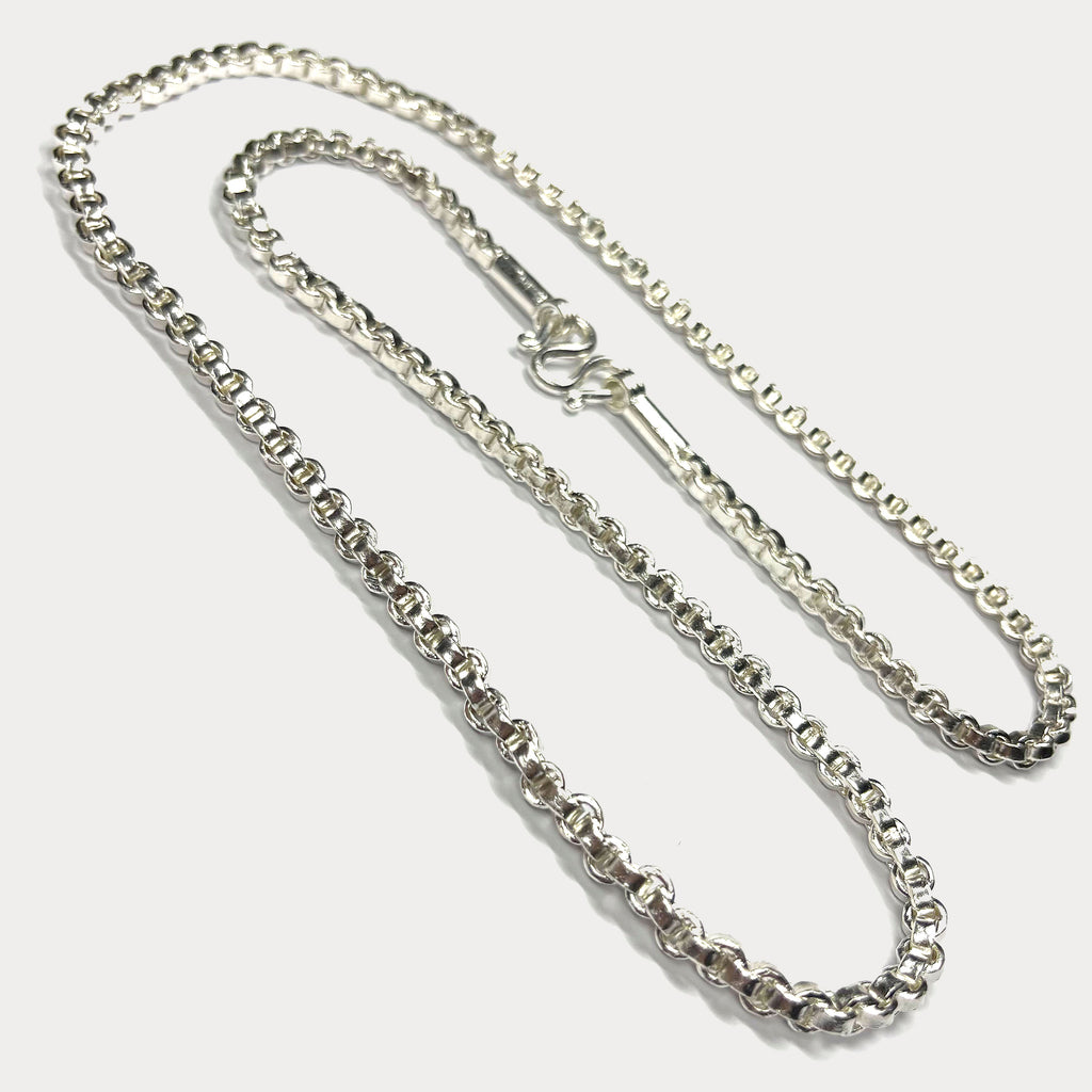 999 Pure Silver Square Box Link Chain Necklace - 100g - 31"