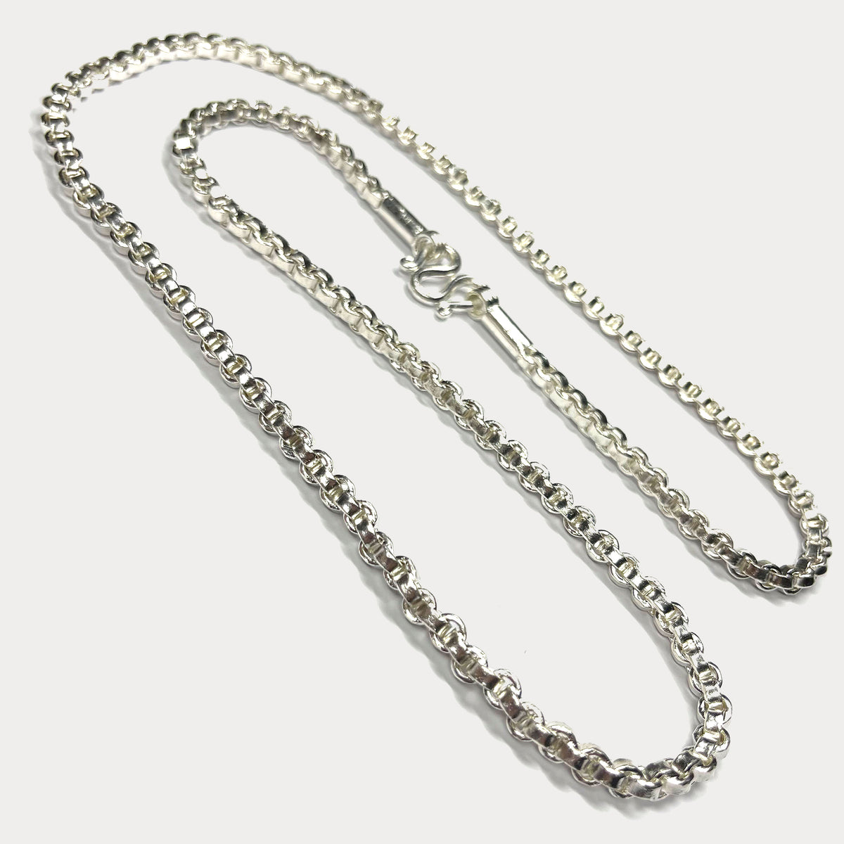 999 Pure Silver Square Box Link Chain Necklace - 100g - 31"