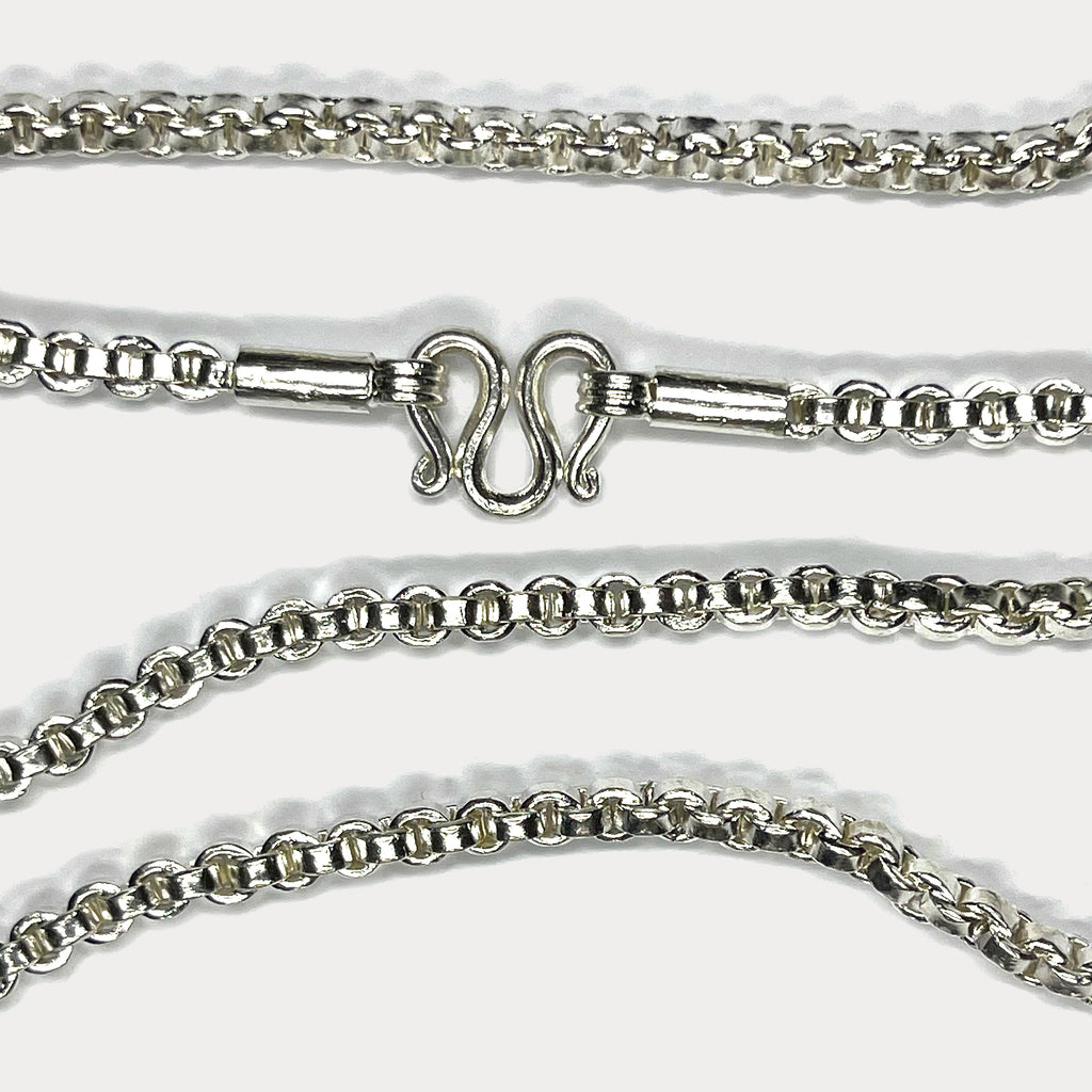 999 Pure Silver Square Box Link Chain Necklace - 100g - 31"