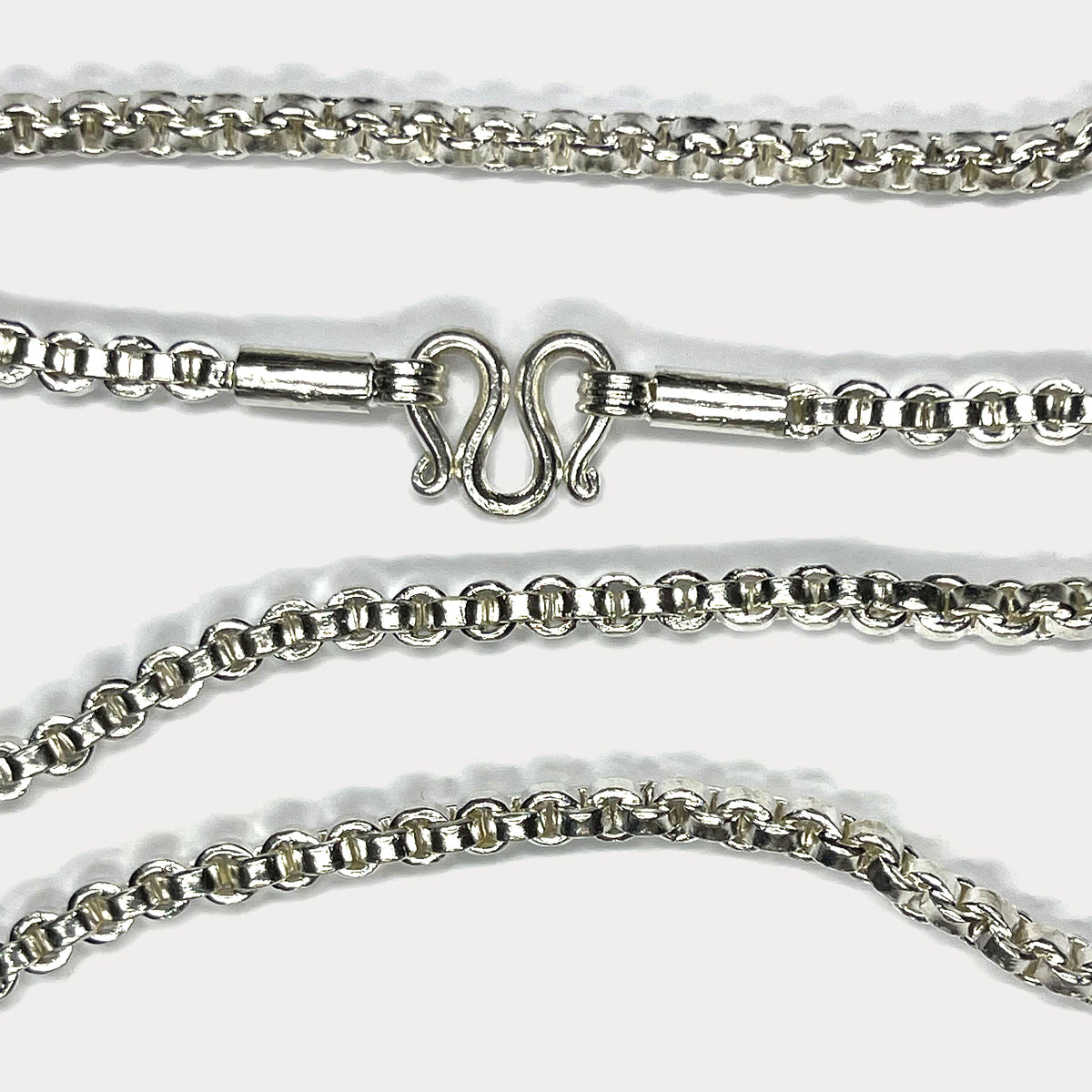 999 Pure Silver Square Box Link Chain Necklace - 100g - 31"
