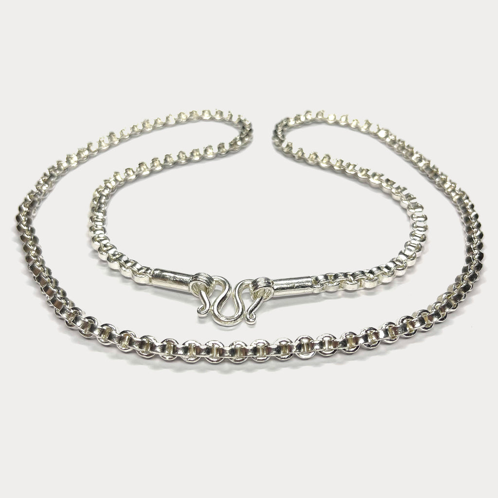 999 Pure Silver Square Box Link Chain Necklace - 100g - 31"