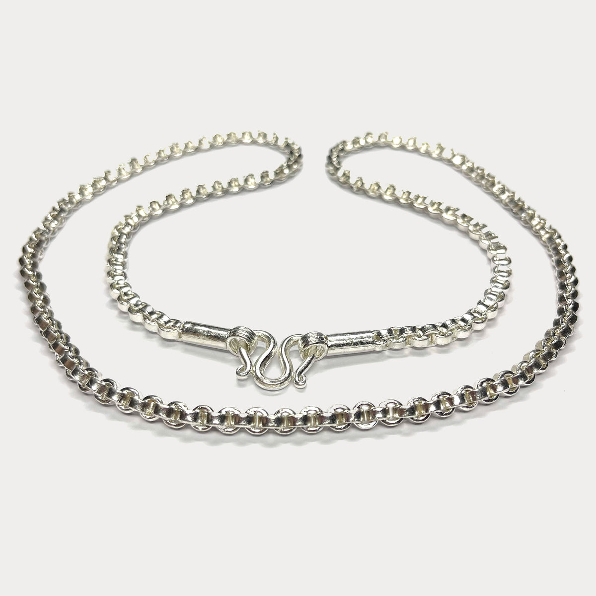 999 Pure Silver Square Box Link Chain Necklace - 100g - 31"
