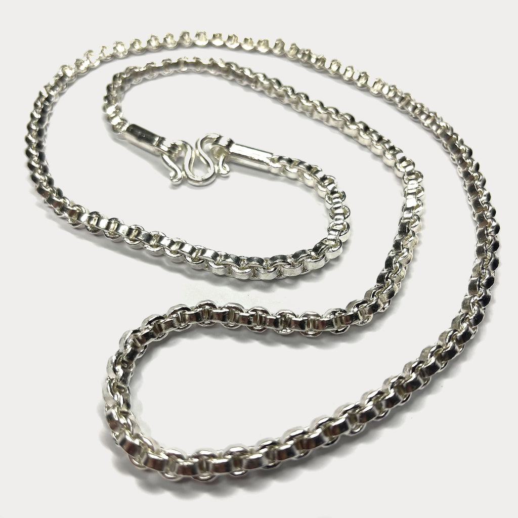 999 Pure Silver Square Box Link Chain Necklace - 100g - 31"