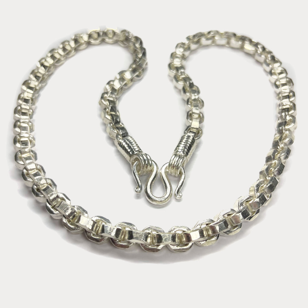 999 Pure Silver Heavy Square Box Link Chain Necklace - 200g - 24"