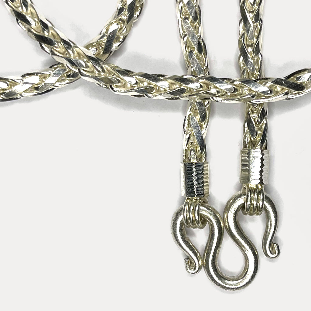 999 Pure Silver Heavy Rope Wheat (Spiga) Chain Necklace - 200g - 31inch
