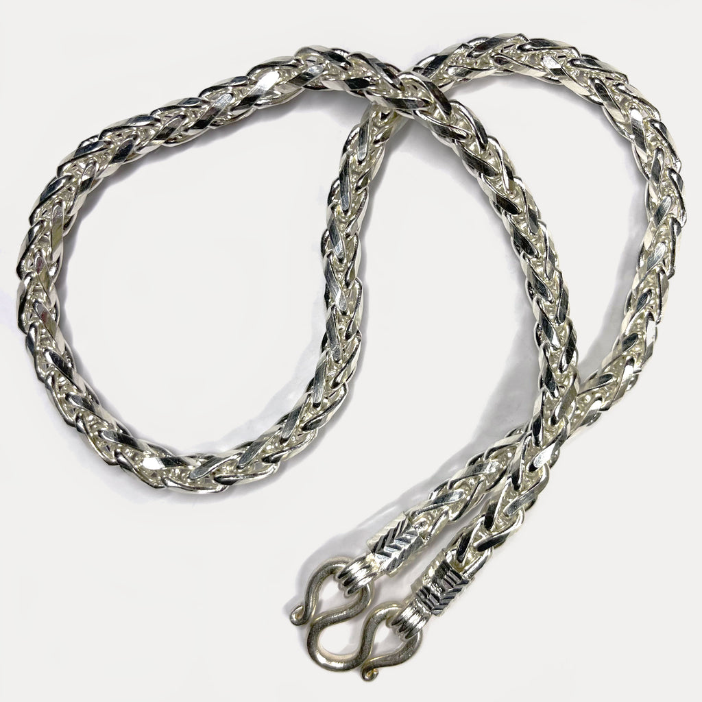 999 Pure Silver Heavy Rope Wheat (Spiga) Chain Necklace - 200g - 24inch