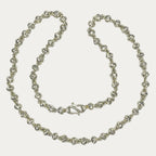 full view of solid silver beaded necklace