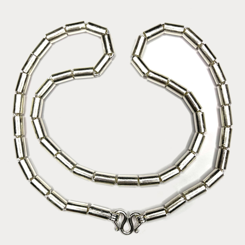 handmade silver necklace with baht  link design