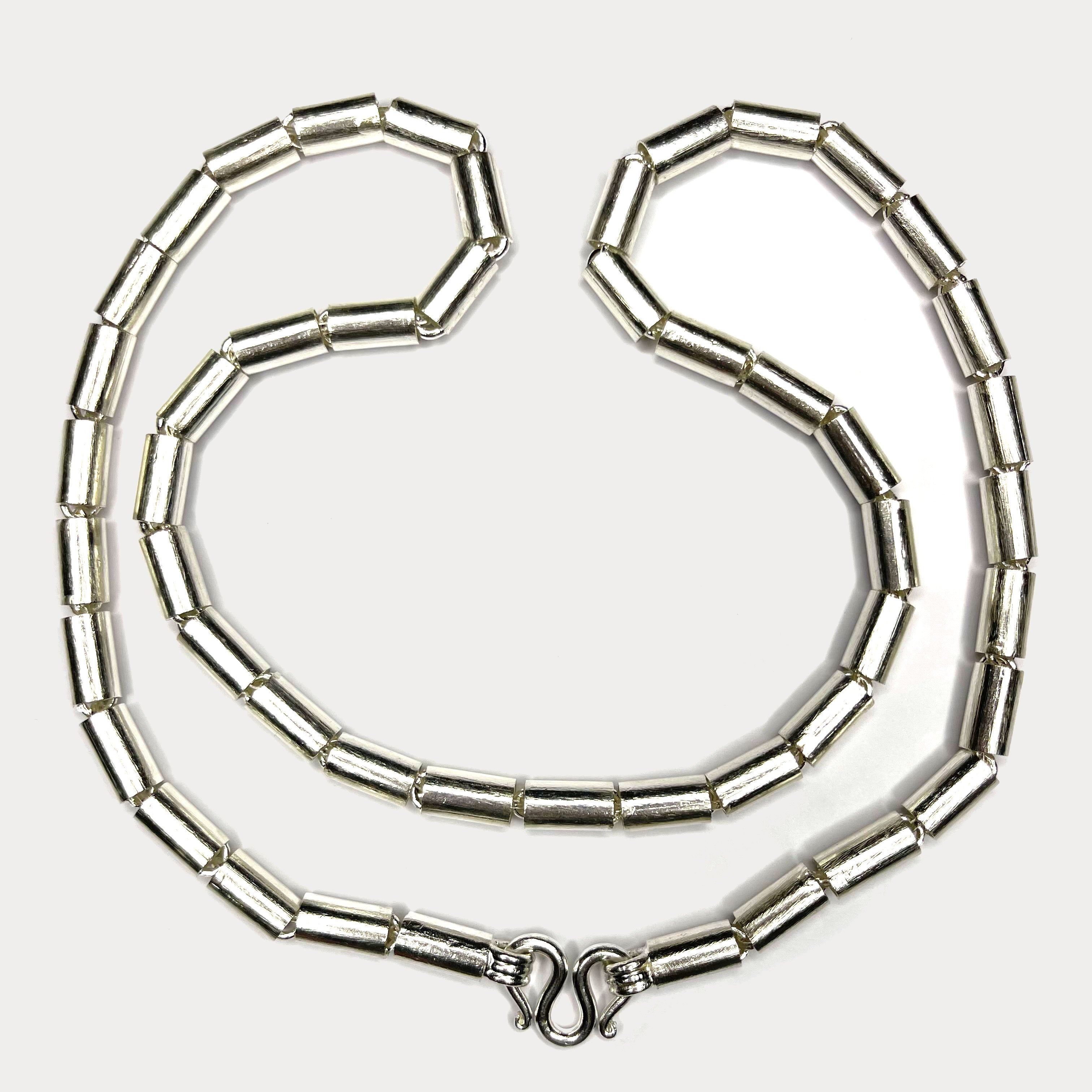 handmade silver necklace with baht  link design