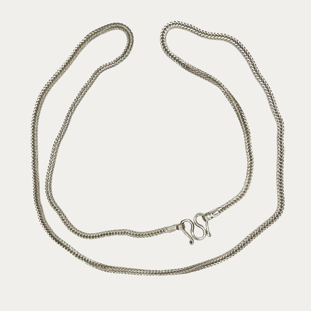 Silver Chain for Men | Snakeskin Rope Link | 35g | 33" | 4mm | Handmade Silver Necklace