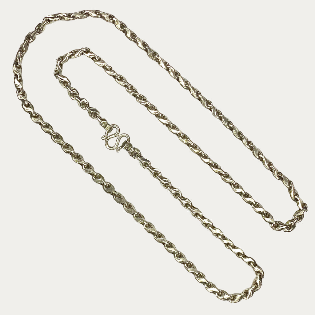 Solid silver Teardrop chain for men, full length view