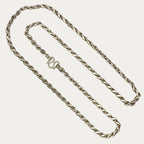Solid silver Teardrop chain for men, full length view