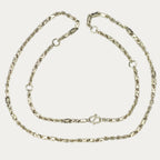Solid silver Triple Bar Khmer Sugarcane men’s chain, full view