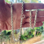 Solid silver Solid dragon chain for men held in hand for scale