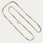 Silver Chain for Men | Square Box Link | 925 Sterling | 50g | 33" | 4mm | Handmade Silver & White Gold Necklace