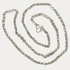 Handmade solid silver necklace. Sugarcane Fluted Bar Link design