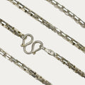 Silver Chain for Men | Square Box Link | 925 Sterling | 50g | 33" | 4mm | Handmade Silver & White Gold Necklace