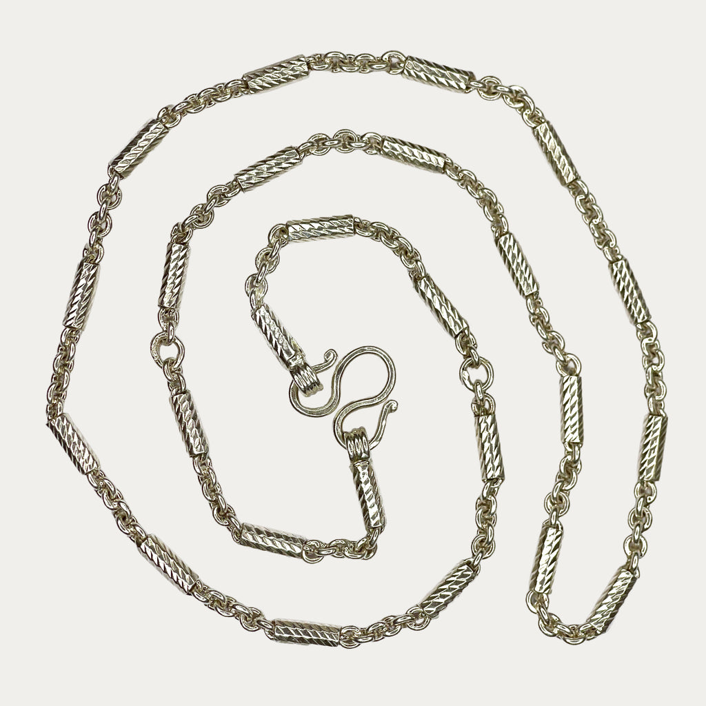 full view of diamond cut khmer necklace