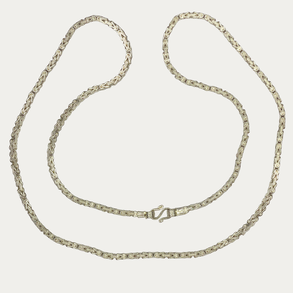 Real Solid silver byzantine men’s chain, full view