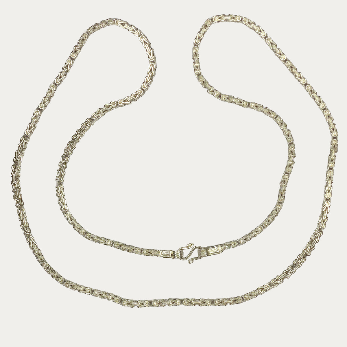 Real Solid silver byzantine men’s chain, full view