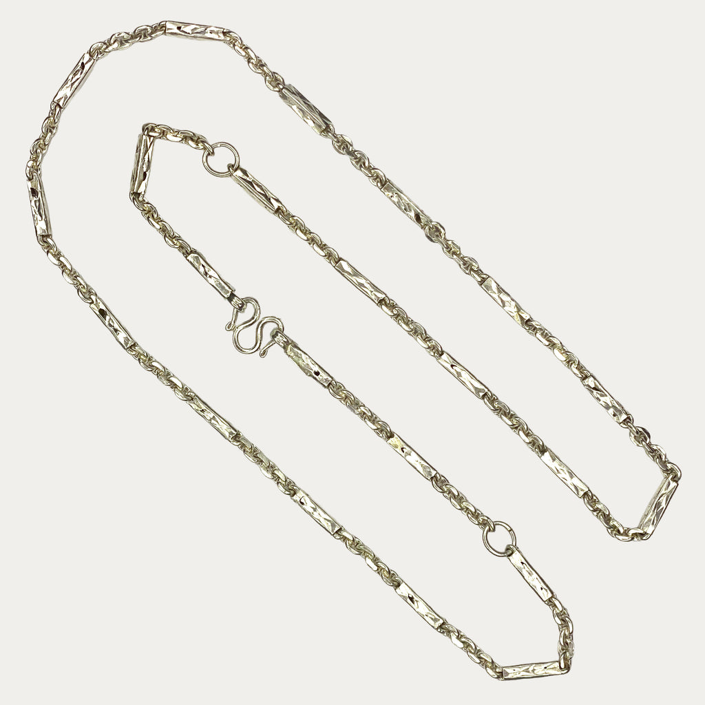 Solid 925 silver khmer sugarcane men’s chain, full view
